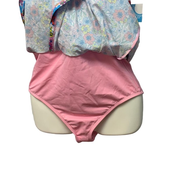 New Draper James RSVP Womens Large Bright Flowers One Piece UPF 50 Swim Suit - Picture 3 of 6